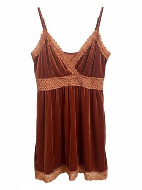 Cider Rust Velvet Lace-Trim Slip
